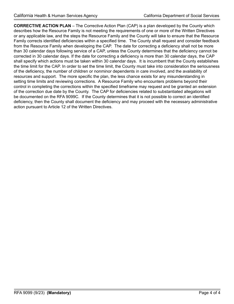 Form RFA9099 Complaint Investigation Report - California, Page 4
