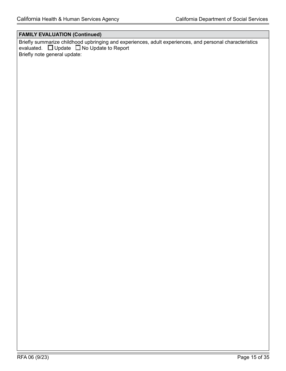 Form RFA06 Resource Family Approval - Update Report - California, Page 15