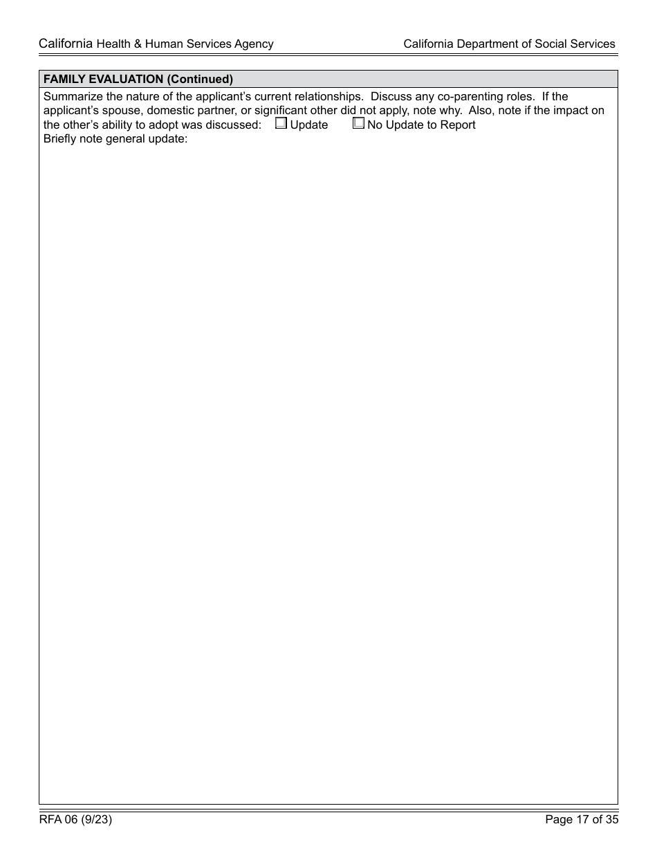 Form RFA06 Resource Family Approval - Update Report - California, Page 17