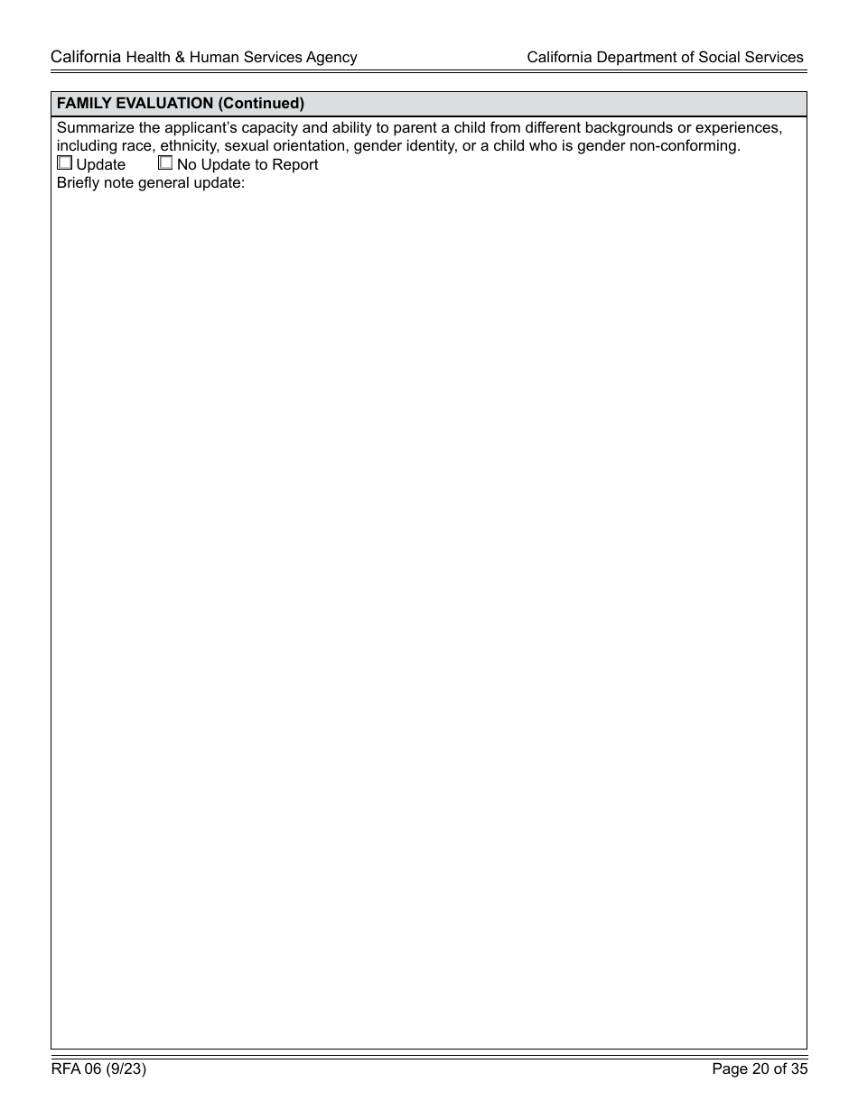Form RFA06 Resource Family Approval - Update Report - California, Page 20