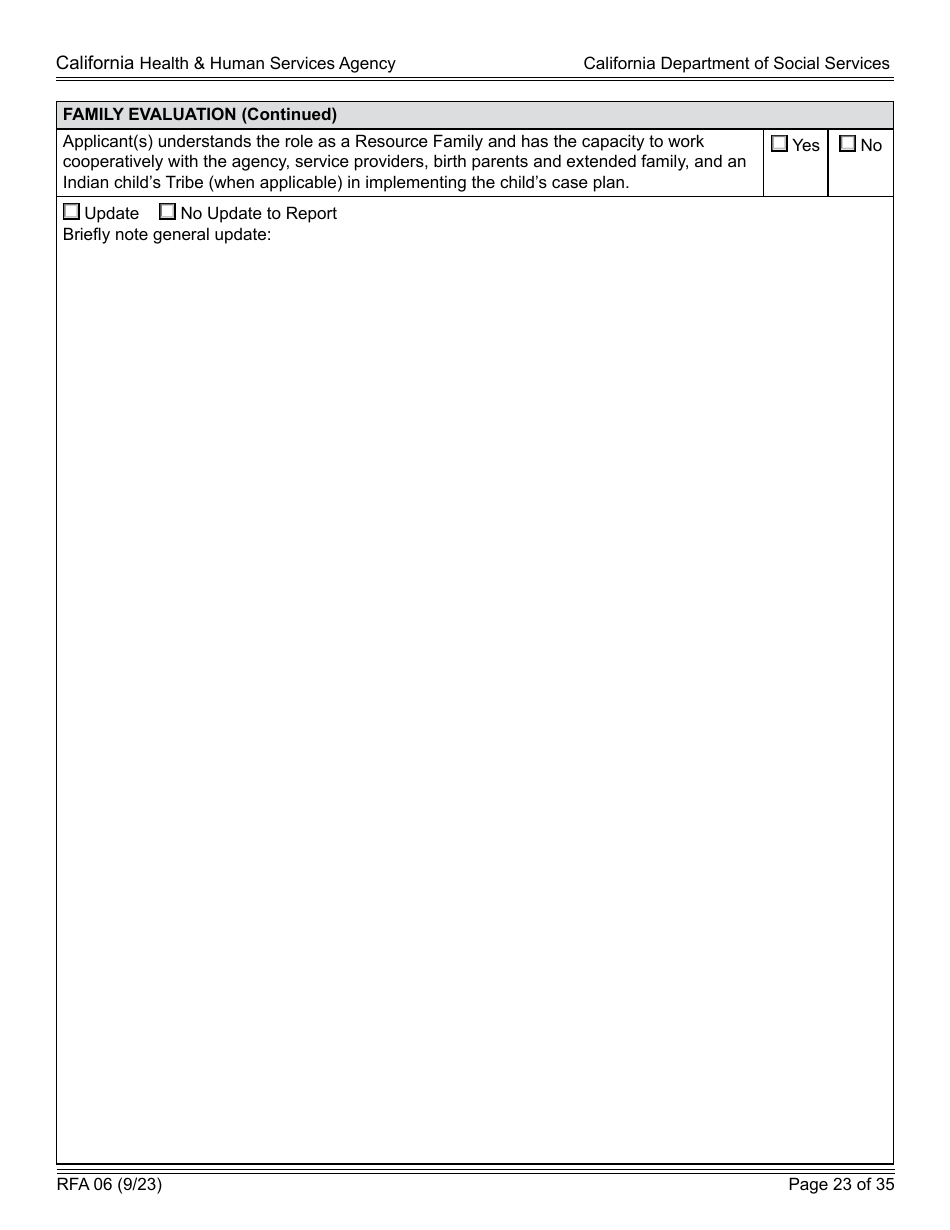 Form RFA06 Resource Family Approval - Update Report - California, Page 23