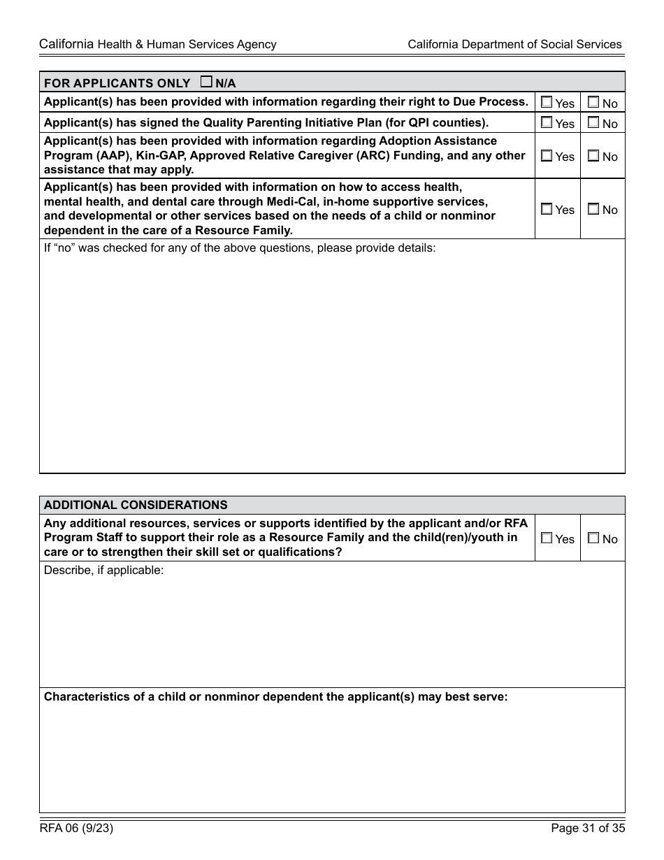 Form RFA06 Resource Family Approval - Update Report - California, Page 31