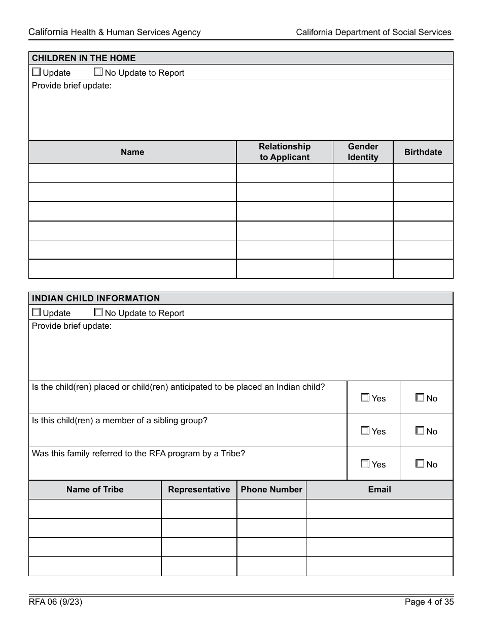 Form RFA06 Resource Family Approval - Update Report - California, Page 4