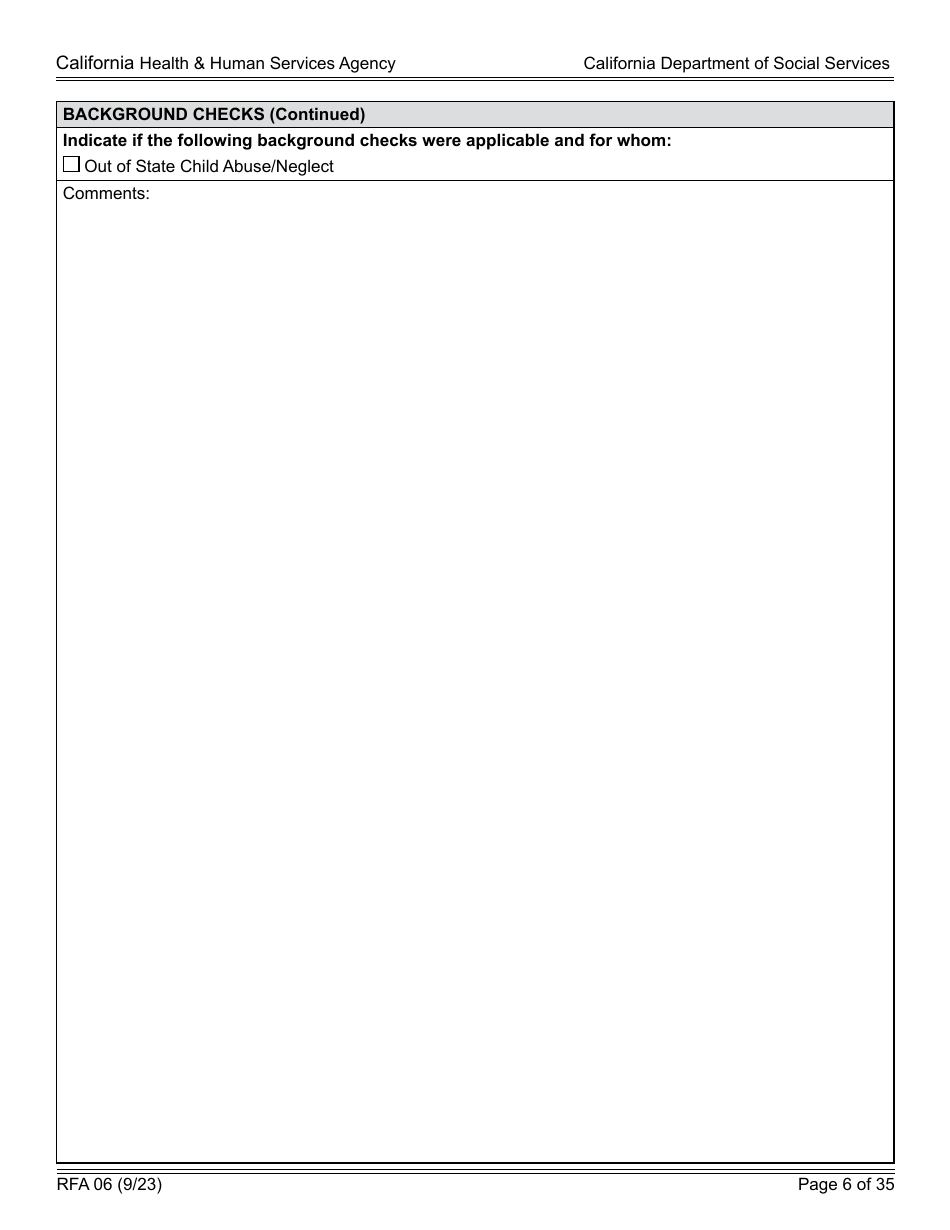 Form RFA06 Resource Family Approval - Update Report - California, Page 6