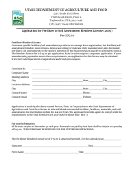 Document preview: Form 4005 Application for Fertilizer or Soil Amendment Blenders License - Utah
