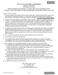 Form NHJB-2395-SUP Application for License to Practice as a Foreign Legal Consultant Pursuant to New Hampshire Supreme Court Rule 42d - New Hampshire