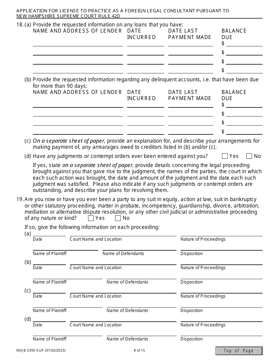 Form NHJB-2395-SUP Application for License to Practice as a Foreign Legal Consultant Pursuant to New Hampshire Supreme Court Rule 42d - New Hampshire, Page 8