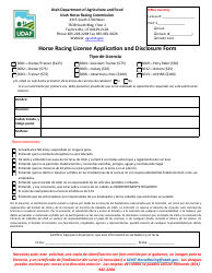 Document preview: Horse Racing License Application and Disclosure Form - Utah (Spanish)