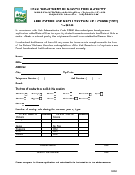 Document preview: Form 2002 Application for a Poultry Dealer License - Utah