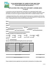 Document preview: Form 2001 Application for a Poultry Hatchery License - Utah