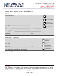 Infrastructure Design Manual Variance Form - Privately Funded Projects - City of Houston, Texas, Page 3