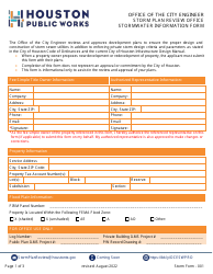 Document preview: Form 001 Stormwater Information Form - City of Houston, Texas