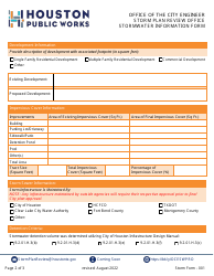 Form 001 Stormwater Information Form - City of Houston, Texas, Page 2