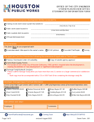 Form 001 Stormwater Information Form - City of Houston, Texas, Page 3