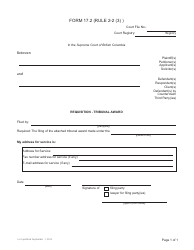 Document preview: Form 17.2 Requisition - Tribunal Award - British Columbia, Canada