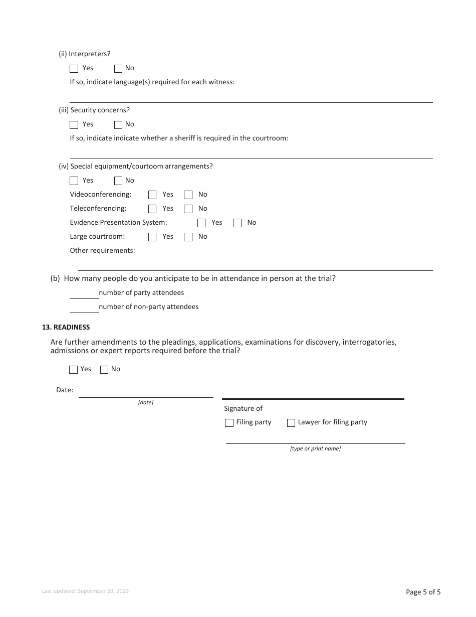 Form 41 Trial Brief - British Columbia, Canada, Page 5