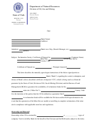 Document preview: Certificate of Deposit (BLM) - Utah