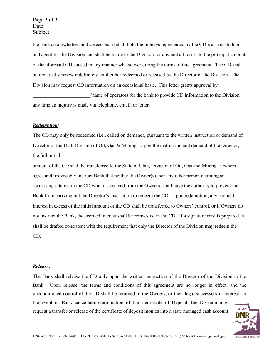 Certificate of Deposit - Utah, Page 2
