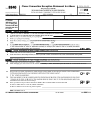 Document preview: IRS Form 8840 Closer Connection Exception Statement for Aliens, 2023