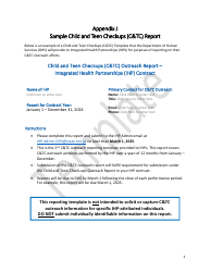 Appendix J Sample Child and Teen Checkups (C&amp;tc) Report - Template - Minnesota