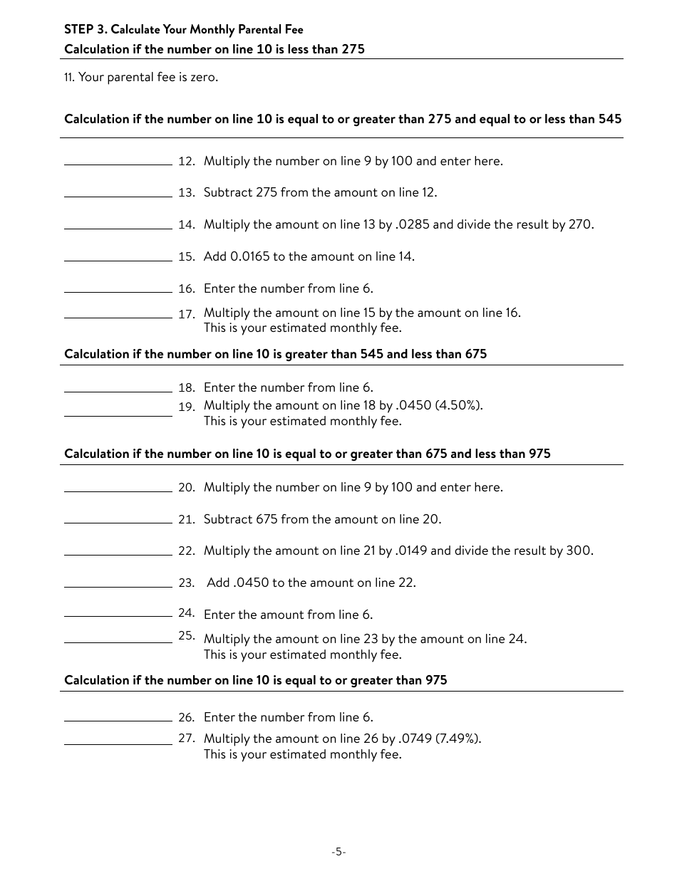 Form DHS-2977-ENG Important Notice and Parental Fee Worksheet - Minnesota, Page 5