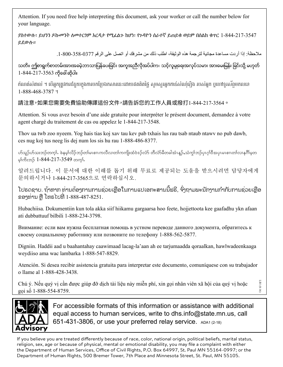 Form DHS-2977-ENG Important Notice and Parental Fee Worksheet - Minnesota, Page 6