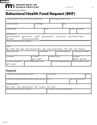 Form DHS-2780A-ENG Behavioral Health Fund Request (Bhf) - Minnesota