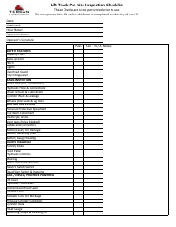 Document preview: Lift Truck Pre-use Inspection Checklist Template - Torcan