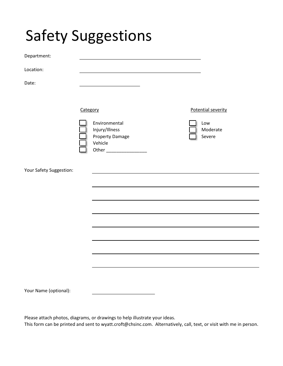 Safety Suggestions Form, Page 1