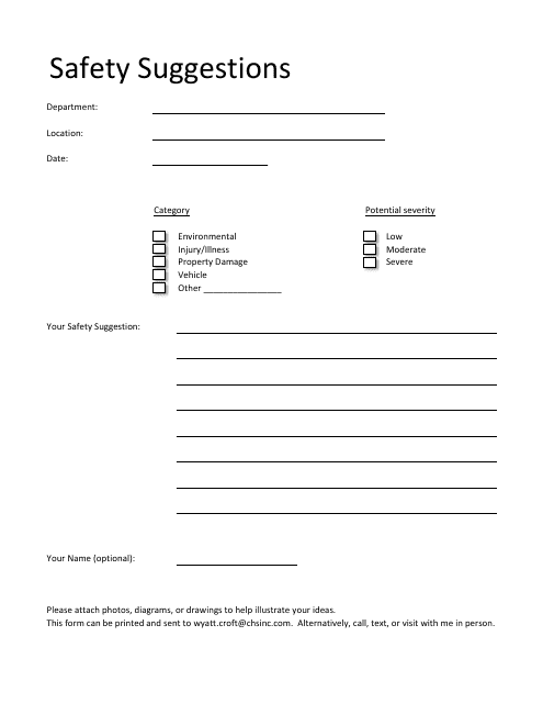Safety Suggestions Form