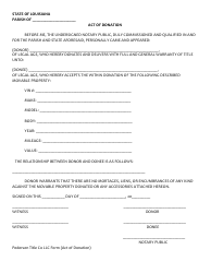 &quot;Act of Donation Form&quot; - Louisiana
