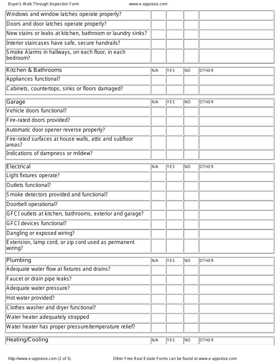 Buyers Walk-Through Inspection Form - Fill Out, Sign Online and ...