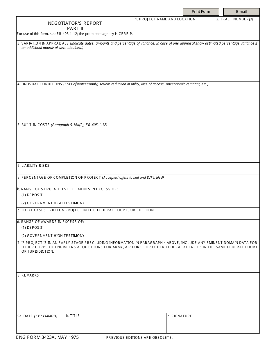 ENG Form 3423A Part II Negotiators Report, Page 1