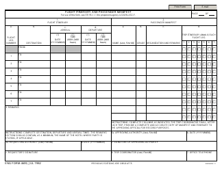 Document preview: ENG Form 4659 Flight Itinerary and Passenger Manifest