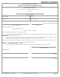 ENG Form 1015 Owner&#039;s Title Guarantee (Insurance) Policy