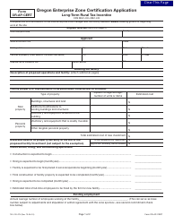 Document preview: Form OR-AP-CERT (150-310-073) Oregon Enterprise Zone Certification Application - Long-Term Rural Tax Incentive - Oregon