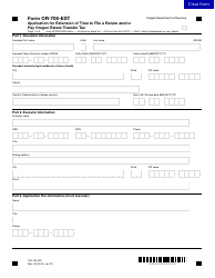 Document preview: Form OR-706-EXT (150-104-002) Application for Extension of Time to File a Return and/or Pay Oregon Estate Transfer Tax - Oregon