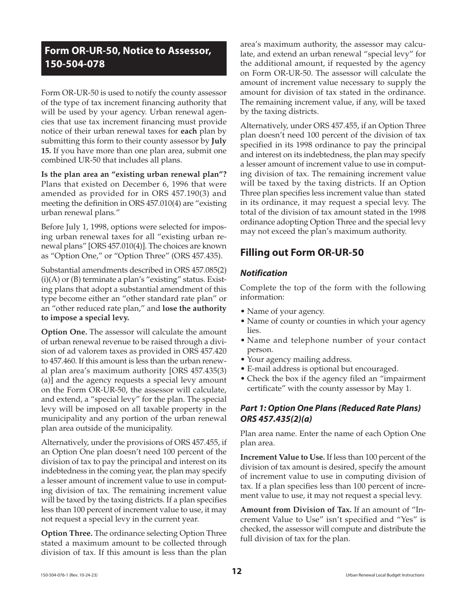 Instructions for Form OR-UR-NBC, 150-504-079, OR-UR-1, 150-504-077, OR-UR-RES, 150-504-081, OR-UR-50, 150-504-078, OR-UR-SBH, 150-504-080 - Oregon, Page 12