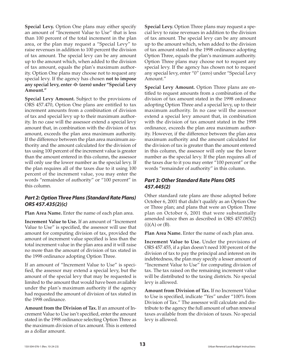Instructions for Form OR-UR-NBC, 150-504-079, OR-UR-1, 150-504-077, OR-UR-RES, 150-504-081, OR-UR-50, 150-504-078, OR-UR-SBH, 150-504-080 - Oregon, Page 13