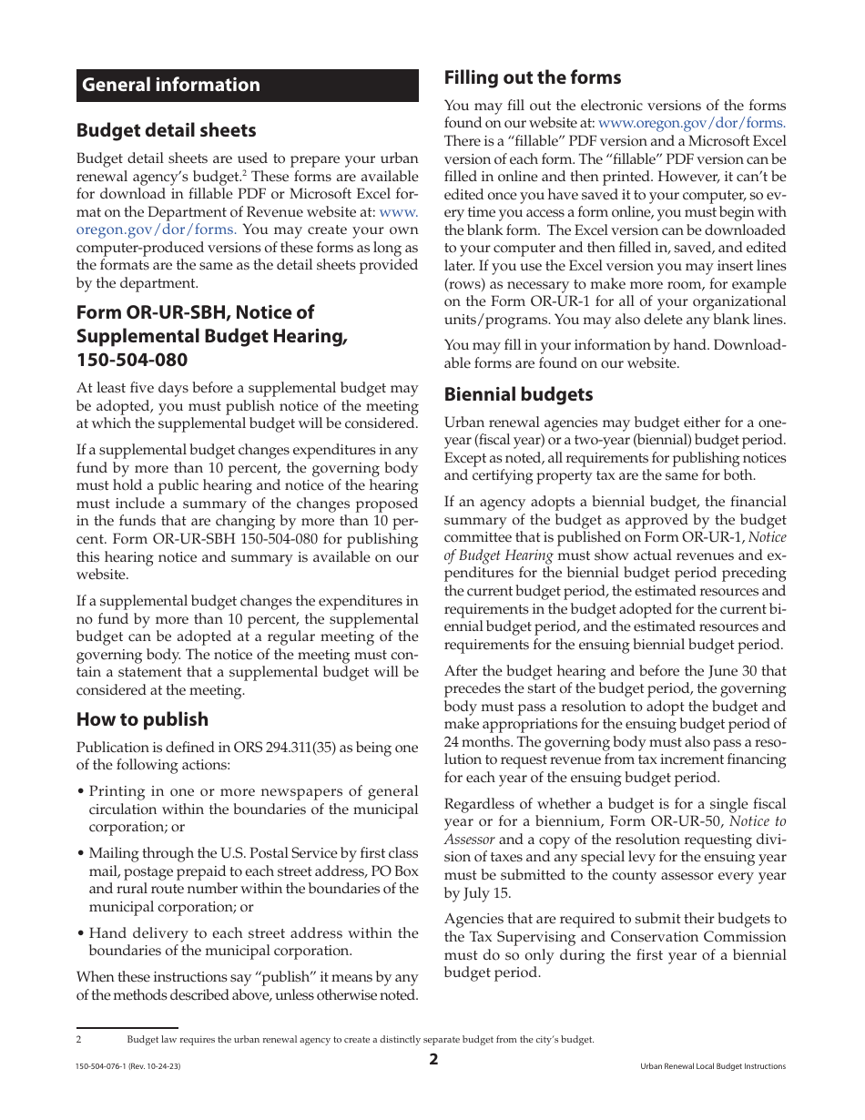 Instructions for Form OR-UR-NBC, 150-504-079, OR-UR-1, 150-504-077, OR-UR-RES, 150-504-081, OR-UR-50, 150-504-078, OR-UR-SBH, 150-504-080 - Oregon, Page 2
