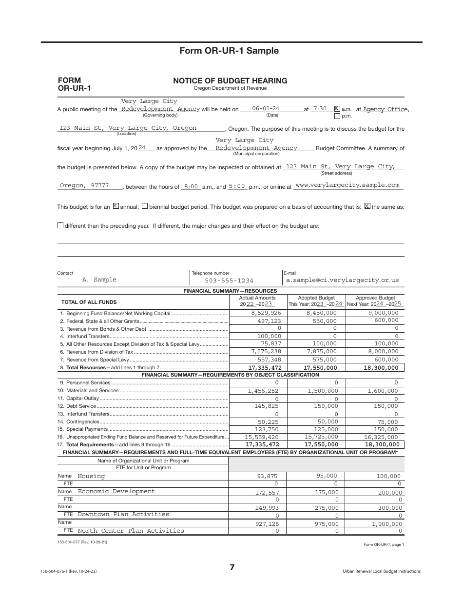 Instructions for Form OR-UR-NBC, 150-504-079, OR-UR-1, 150-504-077, OR-UR-RES, 150-504-081, OR-UR-50, 150-504-078, OR-UR-SBH, 150-504-080 - Oregon, Page 7
