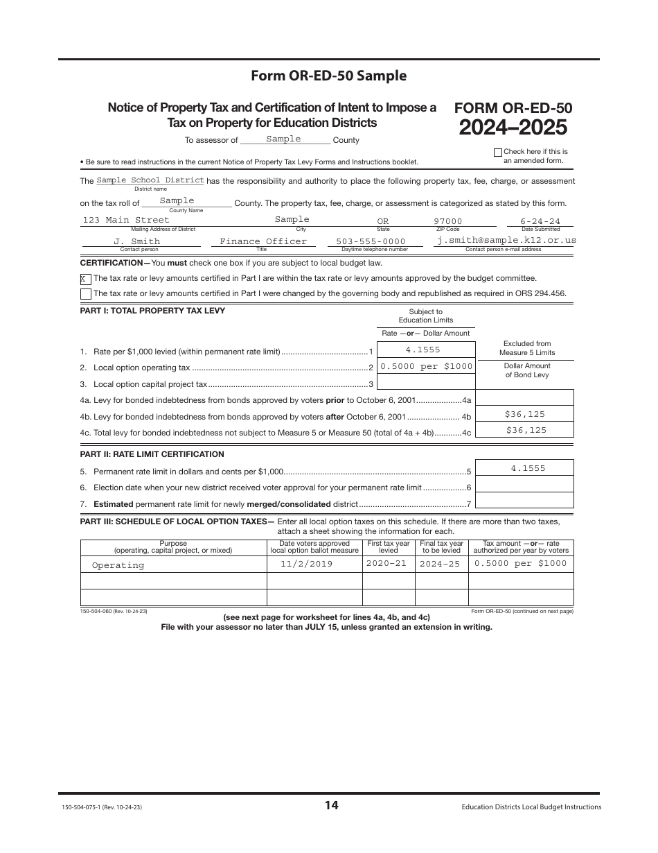Instructions for Form OR-ED-NBC, 150-504-057, OR-ED-1, 150-504-058, OR-CC-1, 150-504-062, OR-ED-RES, 150-504-059, OR-ED-50, 150-504-060, OR-ED-SBH, 150-504-061 - Oregon, Page 14