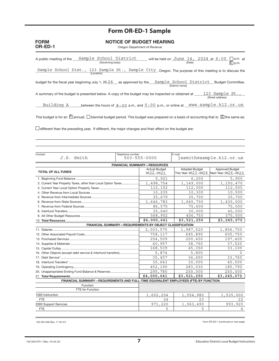 Instructions for Form OR-ED-NBC, 150-504-057, OR-ED-1, 150-504-058, OR-CC-1, 150-504-062, OR-ED-RES, 150-504-059, OR-ED-50, 150-504-060, OR-ED-SBH, 150-504-061 - Oregon, Page 7