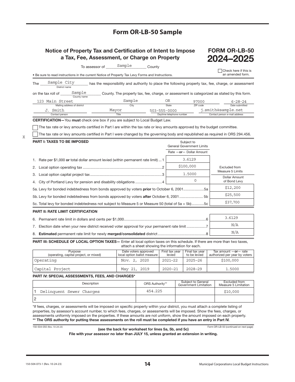 Instructions for Form OR-LB-NBC, 150-504-063, OR-LB-1, 150-504-064, OR-LB-RES, 150-504-065, OR-LB-50, 150-504-050, OR-LB-SBH, 150-504-067 - Oregon, Page 14