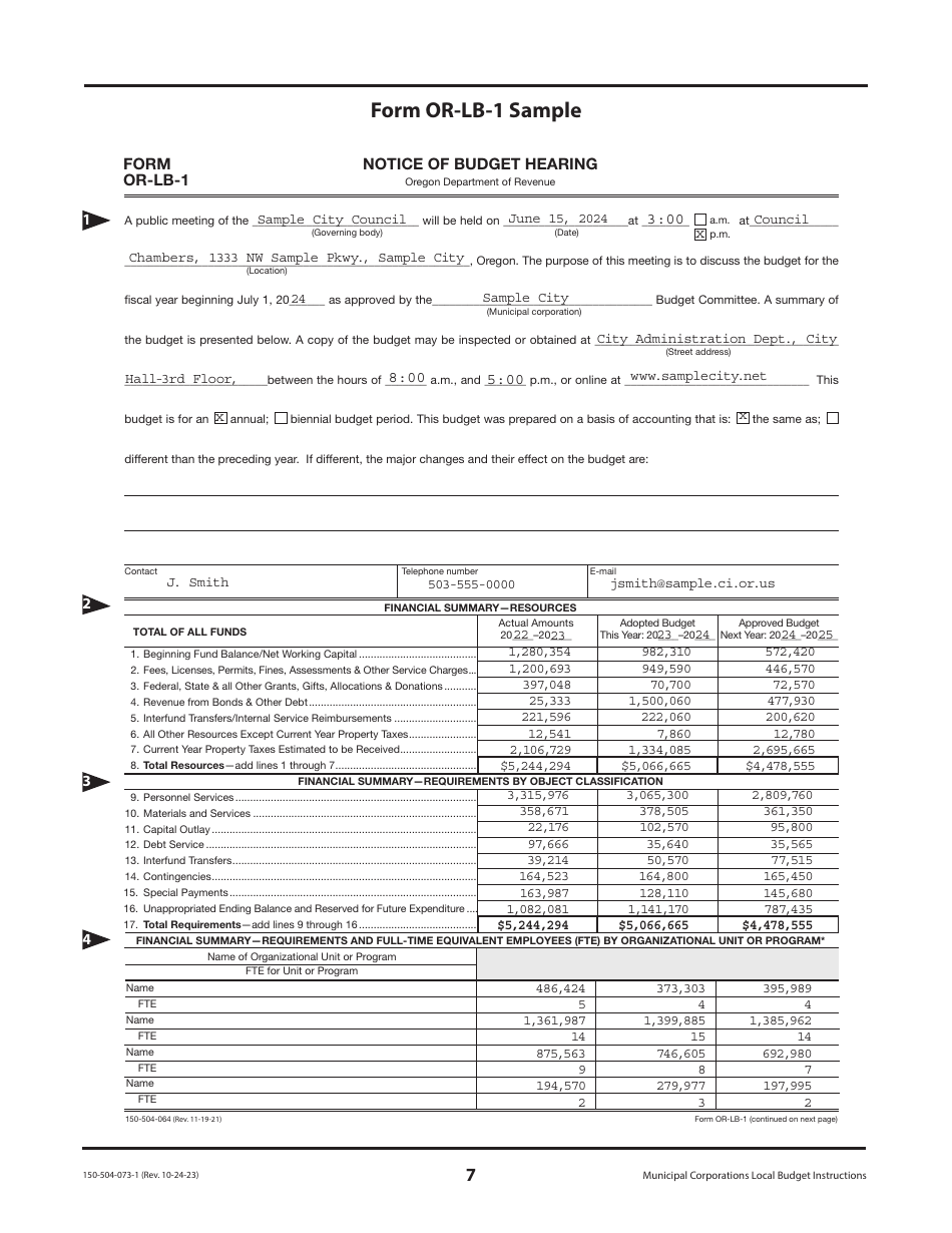 Instructions for Form OR-LB-NBC, 150-504-063, OR-LB-1, 150-504-064, OR-LB-RES, 150-504-065, OR-LB-50, 150-504-050, OR-LB-SBH, 150-504-067 - Oregon, Page 7
