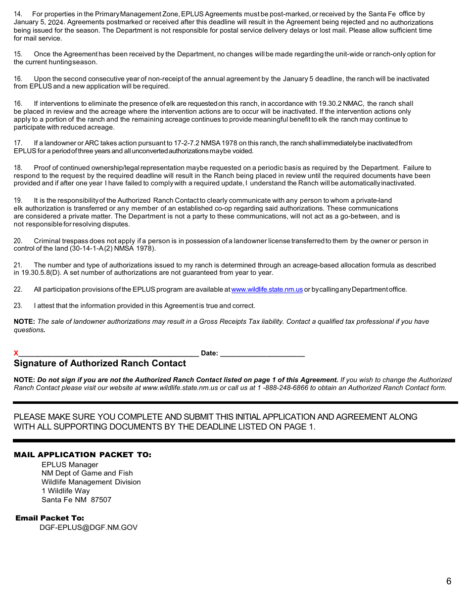 Eplus Primary Zone Initial Application and Agreement - New Mexico, Page 6