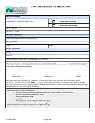 Document preview: Application Request for Termination - Vermont