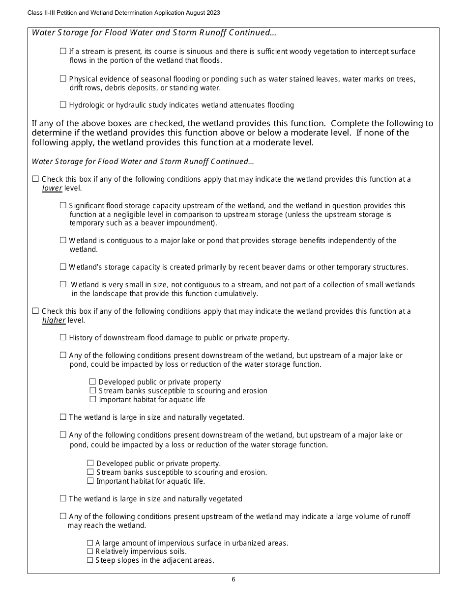 Class II / Iii Determination Petition Form - Vermont Wetlands Program - Vermont, Page 6