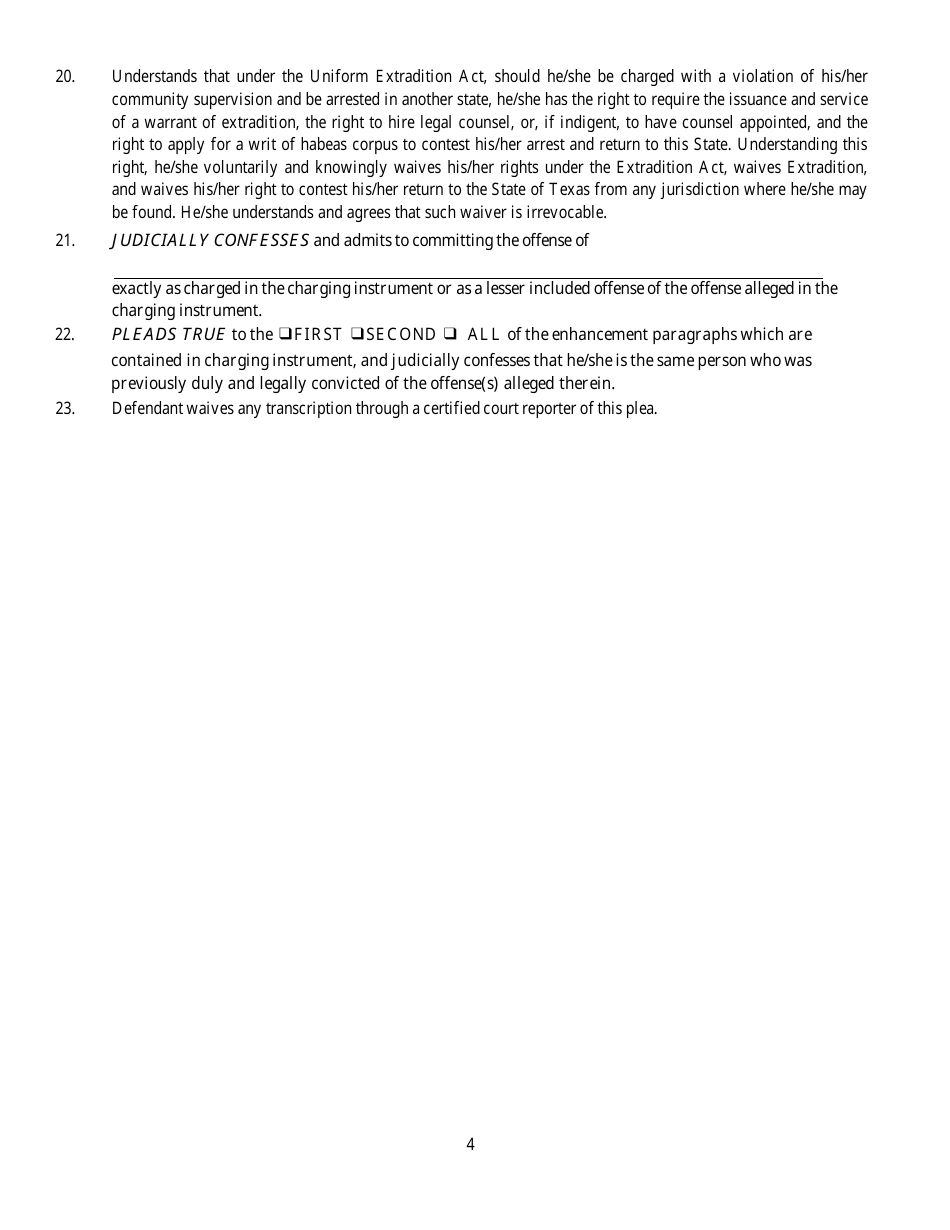 Plea Agreement - Dallas County, Texas, Page 4