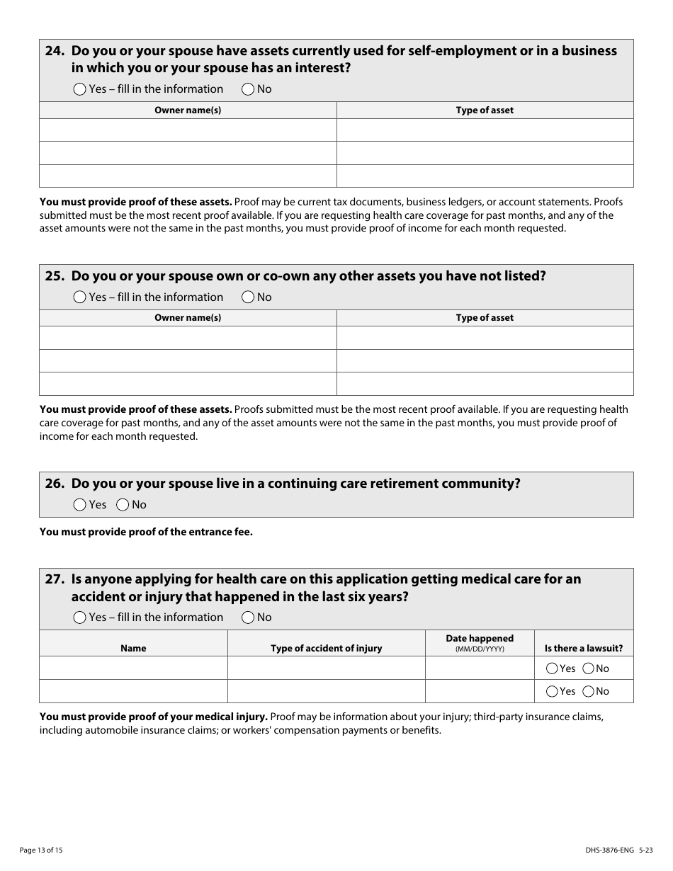 Form DHS-3876-ENG Application for Certain Populations - Minnesota, Page 15